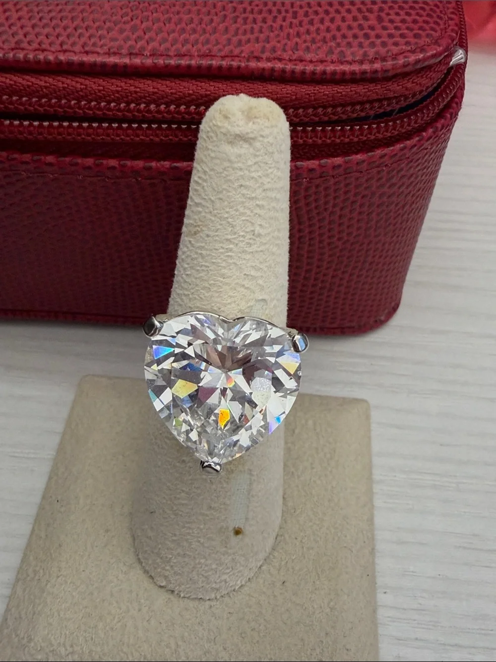 Heart-Cut Clear Stone Ring in Silver